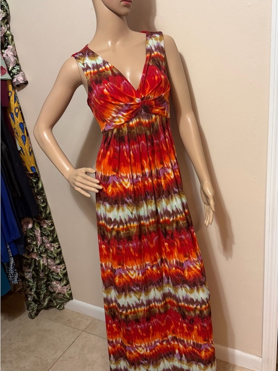 Chico's Dresses & Skirts - Chico's Red Orange Tie-Dye Maxi Dress size 1